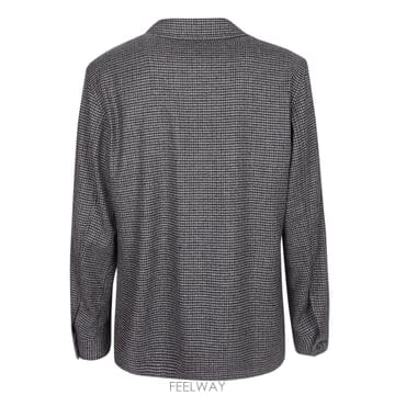 26FW 딸리아또레 울 블렌드 패브릭  하운드투스 패턴  루즈 핏  클래식 칼라  히든 button 클로저 