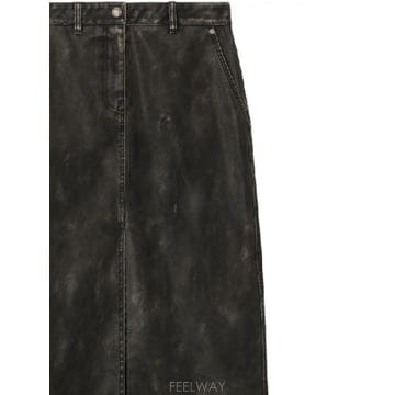 25FW 팜엔젤스 팜엔젤스 팜엔젤스 Vintage 이펙트 Eco 레더 미디 스커트 PWJC014F25FAB0