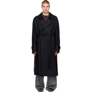 26 FW ssstein 블랙 울 멜튼 오버사이즈 더블 브레스트 코트 262996M176002