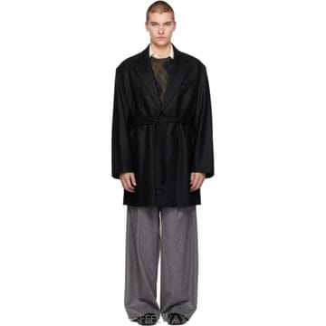 26 FW ssstein 블랙 컴프레스 플란넬 하프 코트 262996M176001
