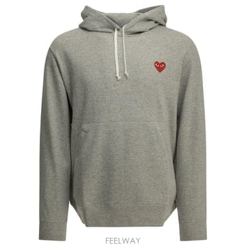 [V90]꼼데가르송 AX T170 0511 GRAY 남성 스웨트셔츠 후드 맨투맨 Red Emblem Hood