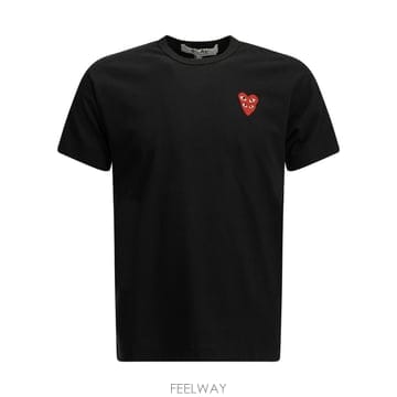 [V90]꼼데가르송 AX T288 0511 BLACK 남성 티셔츠 상의 반팔티 Double Heart Cre