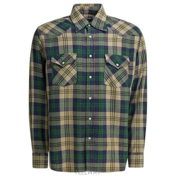 [V90]KAPITAL K2509LS043GREEN 남성 셔츠 남방 Columbia Check Husky W