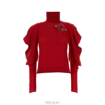 [X45]블루마린 RF6179MA3132M704A X0824 여성 스웨터 니트 가디건 Red wool swe