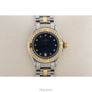 보메 메르시에 말리부 Malibu 18K 골드/스틸 다이아몬드 베젤 여성용 쿼츠 시계