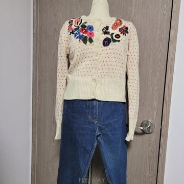 PEPE JEANS 양털 꽃 자수 가디건