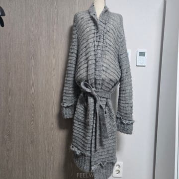 막스마라 정품 여성 롱 가디건 회색 오버핏