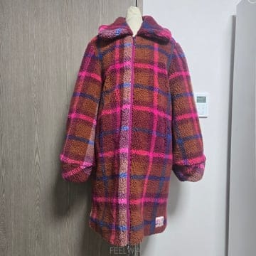 오일릴리 뽀글이 플리스 체크 코트