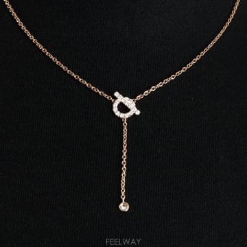에르메스 18K로즈골드 래리어트 목걸이 0.55CT