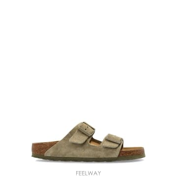 26SS BIRKENSTOCK Arizona 베이지 샌들 with 라운드 Toe 앤 Buckle Closur