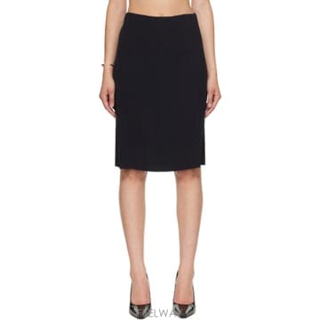 26 FW Kanika Agarwal   블랙 머슬린 컬럼 미디 스커트 262475F092001