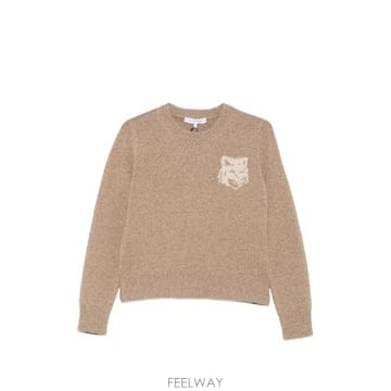 Maison Kitsune �׶�����Ÿ �ؿ� ����Ű���� ���� FOX HEAD WOOL CREWNECK JUMPER NW00808KM032�׶�����Ÿ �ؿ� ����Ű���� ���� FOX HEAD WOOL CREWNECK