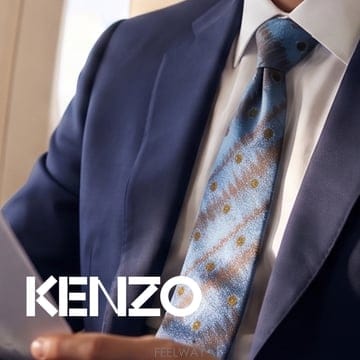 KENZO 겐조 실크 블루 입체 자카드 패턴 넥타이 9.6cm A+등급 k3635