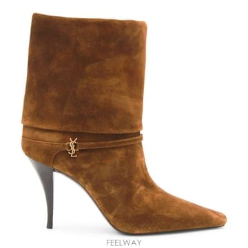 [B47]생로랑 8013930LI002701 여성 앵클 롱 미디 부츠 BROWN LEATHER VICKY 9