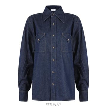 [B47]셀린느 RC0AD2N67GGG3 여성 셔츠 남방 블라우스 DARK RINSED DENIM SHIRT