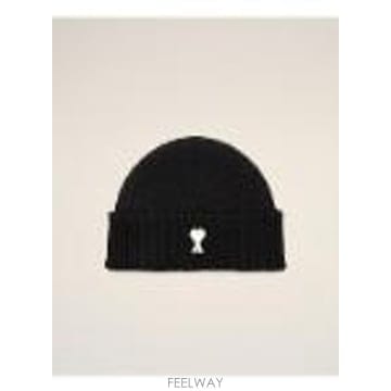 [G95]아미 UBO006018012 여성 모자 스카프 주얼리 가방 BEANIE WITH WHITE AMI 