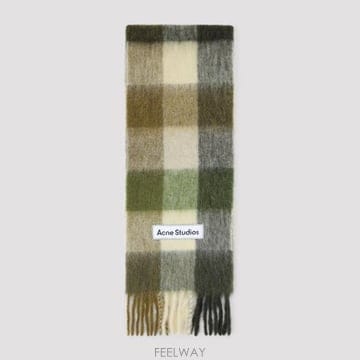 26FW 아크네 스튜디오 모헤어 체크 머플러 CA0084 DXY KHAKI CREAM DARK GREEN