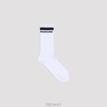 26FW 발렌시아가 로고 삭스 A001O9 4F1B5 9060 WHITE BLACK