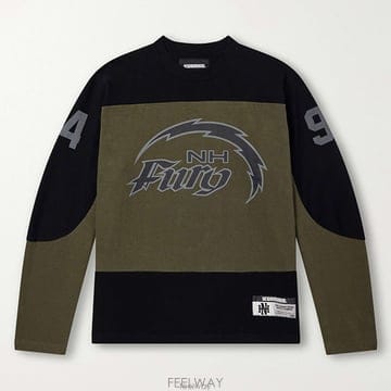 26 FW 네이버후드 Hockey 하키 바시티 로고 아플리케 패널 코튼 저지 티셔츠