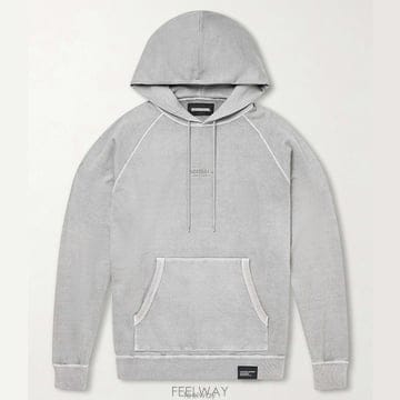 26 FW 네이버후드 라이트그레이 리브드 트림 소프트 피그먼트 다이드 코튼 저지 후드