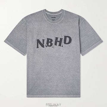 26 FW 네이버후드 그레이 NBHD 로고 프린트 소프트 코튼 저지 숏슬리브 티셔츠