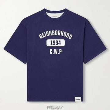 26 FW 네이버후드 네이비 1994 CWP 로고 프린트 리버서블 코튼 저지 티셔츠