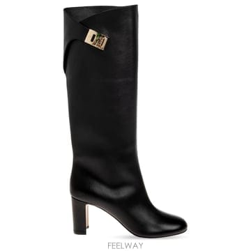 26 FW 페라가모 엘리 힐드 니하이 부츠 블랙 01K373ELLI70784996