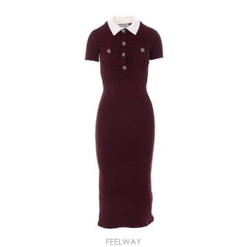26 F/W 셀프 포트레이트 텍스처 니트 미디 드레스 091M/BUR B0012333492