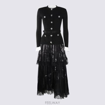 26FW 셀프 포트레이트 미디 원피스 SC26009MA B BLACK