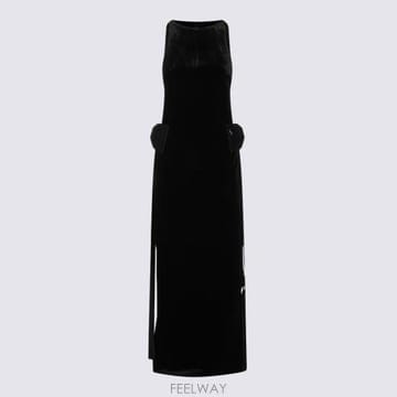26FW 셀프 포트레이트 미디 원피스 SC26008X B BLACK