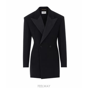 26 F/W 생로랑 더블브레스티드 턱시도 그레인 드 파드레 자켓 A0 B0012333520