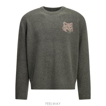 26FW 메종키츠네 폭스 헤드 인타르시아 메리노 스웨터 PM00816KM03290627 Grey