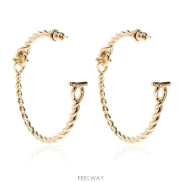 26 FW 페라가모 트위스트 체인 간치니 후프 이어링 ORO 760995EARTORCBIG795101