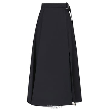 버버리 여성 체크 헴라인 울 랩 스커트