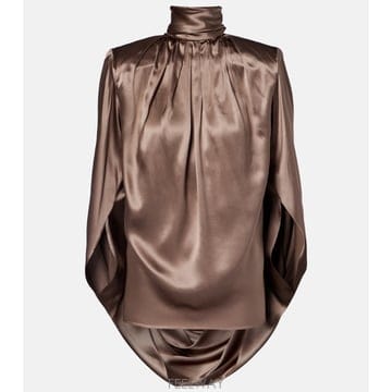 26 FW Mugler 드레이프 실크 블렌드 새틴 탑 TP581849749