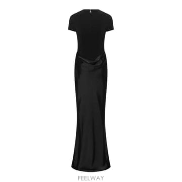 26FW 로테이트 BIRGER CHRISTENSEN 블랙 드레이프 맥시 드레스 598116234100100