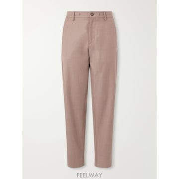 26 FW CANALI 베이지 테이퍼드 울 블렌드 가방지 트라우저 TP581855418