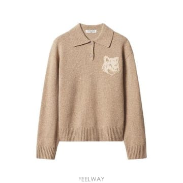 Maison Kitsune �׶�����Ÿ �ؿ� ����Ű���� ���� FOX HEAD WOOL POLO JUMPER MRWKL00KM0329062�׶�����Ÿ �ؿ� ����Ű���� ���� FOX HEAD WOOL POLO JUM