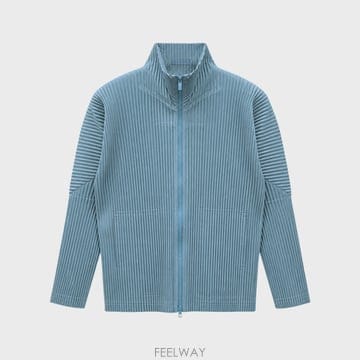 [옴므플리세 이세이미야케] 컬러 플리즈2 집업 가디건 글룸 블루 남성 자켓 HP63-JL190 73 / TE