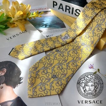 VERSACE 베르사체 실크 옐로우 메두사 바로크 패턴 넥타이 9cm A+~A등급 e2147