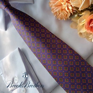 BROOKS BROTHERS 브룩스 브라더스 실크 퍼플 기하 자수 패턴 넥타이 8.5cm 새상품 e2165