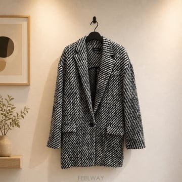 이자벨마랑(Isabel Marant) 다이아고날 헤링본 이중직 펠트 울 코트 34사이즈