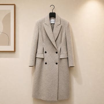 마이아이코(MYEYEKO) 더블 브레스트 페미닌 슬림핏 울 롱 코트 32사이즈