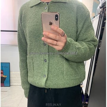 울캐시 고급 니트 카라 가디건 자켓
