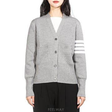 톰브라운 브이넥 메리노 울 가디건 화이트
