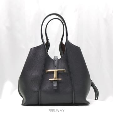 Tods(토즈) XBWTSBA0300Q8EB999 블랙 레더 T 타임리스 쇼퍼 2WAY