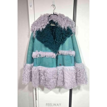 EMILIO PUCCI 터콰이즈 몽골리안램 가죽 무스탕