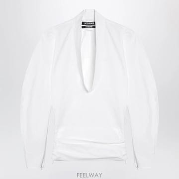 26 F/W 자크뮈스 COLOMBE 화이트 코튼 포플린 블라우스 TO B0052335209