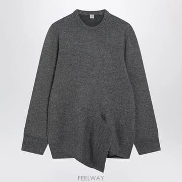 26 F/W 토템 다크 그레이 비대칭 울 & 캐시미어 스웨터 264- B0052335219