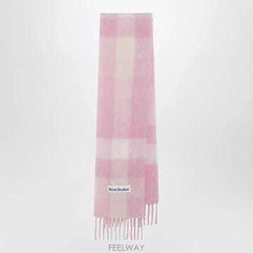 26 F/W 아크네 스튜디오 체크 모헤어 스카프 캔디 PINKWHIT B0052335243